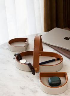 A refined leather desk organizer designed to bring order and elegance to a workspace
